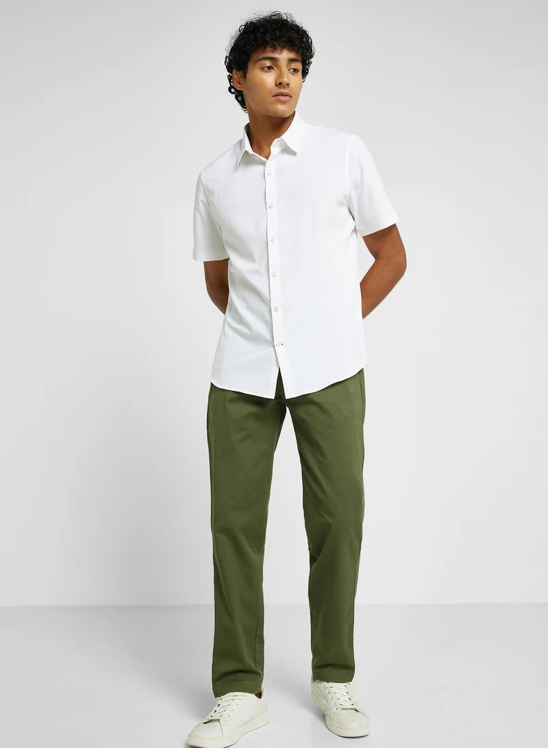 Thomas Scott Thomas Scott Classic Slim Fit 4 Way Stretch Spread Collar Casual Shirt