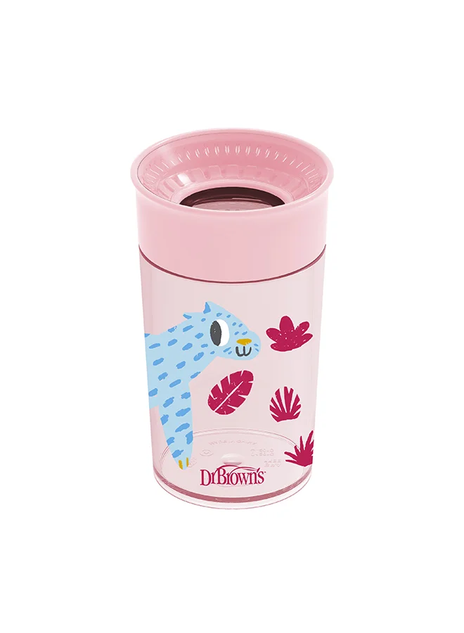 دكتور براونز Smooth Wall Cheers 360 Cup, Anti-Colic 10 Oz/300 Ml, Pink Deco (9M+), 1-Pack