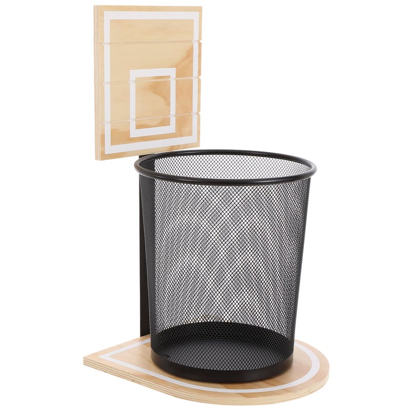 Houseables Houseables Basketball Trash Can Basketball Hoop Trash Can Hoop Bin Wastebasket Game Sports Garbage Bin Fun Trashcan Net for Bedroom Kids Room Gamer Boys Decor Office Gift Wood Backboard 