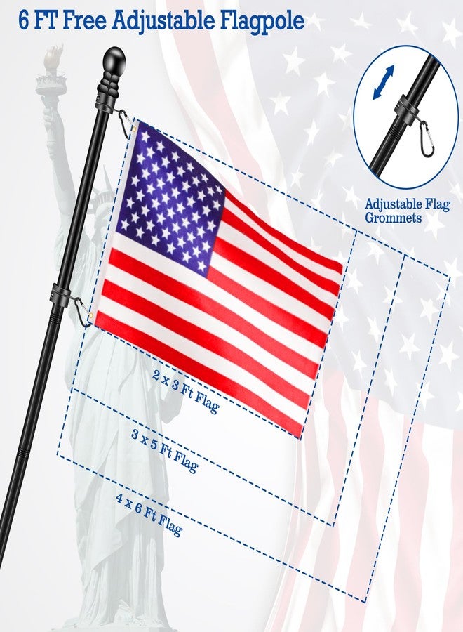 BONWIN Black Flag Pole Kit for Outside House Porch, 6 FT Thickened Stainless Steel Wall Mount Flag Pole for 3x5'/4x6' American Flag, 1" Anti-Wrap Spinning Flagpole Rings (6 FT - No Bracket - Black) - Image 4