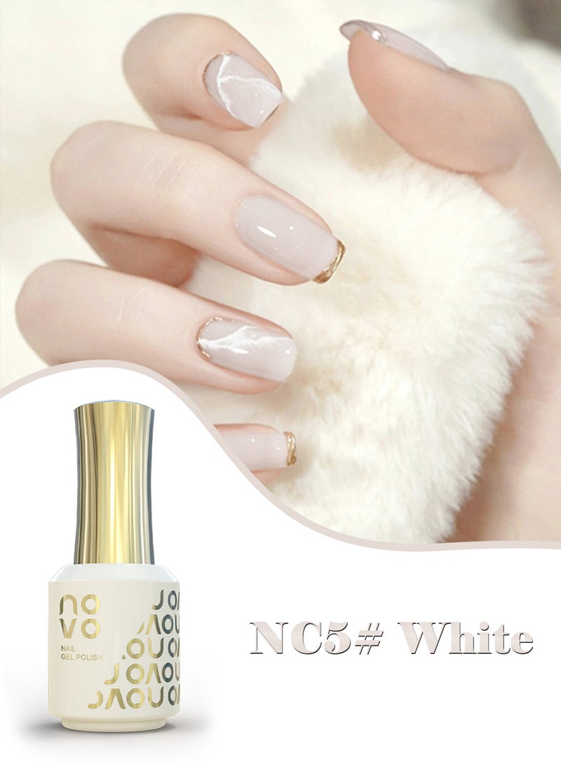 نوفو طلاء أظافر جل، أظافر جل شفاف، سريع الجفاف بالأشعة فوق البنفسجية ومصباح LED، طلاء جل يدوم طويلاً لعمل مانيكير بنفسك، فن الأظافر في المنزل أو الصالون 12 مل-NC5# أبيض - Image 2