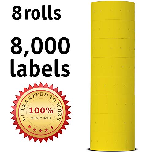 Labels for Us MX 5500 Labels - 8,000 Yellow Price Labels - 8 Rolls - Ink Roller Included - Image 2