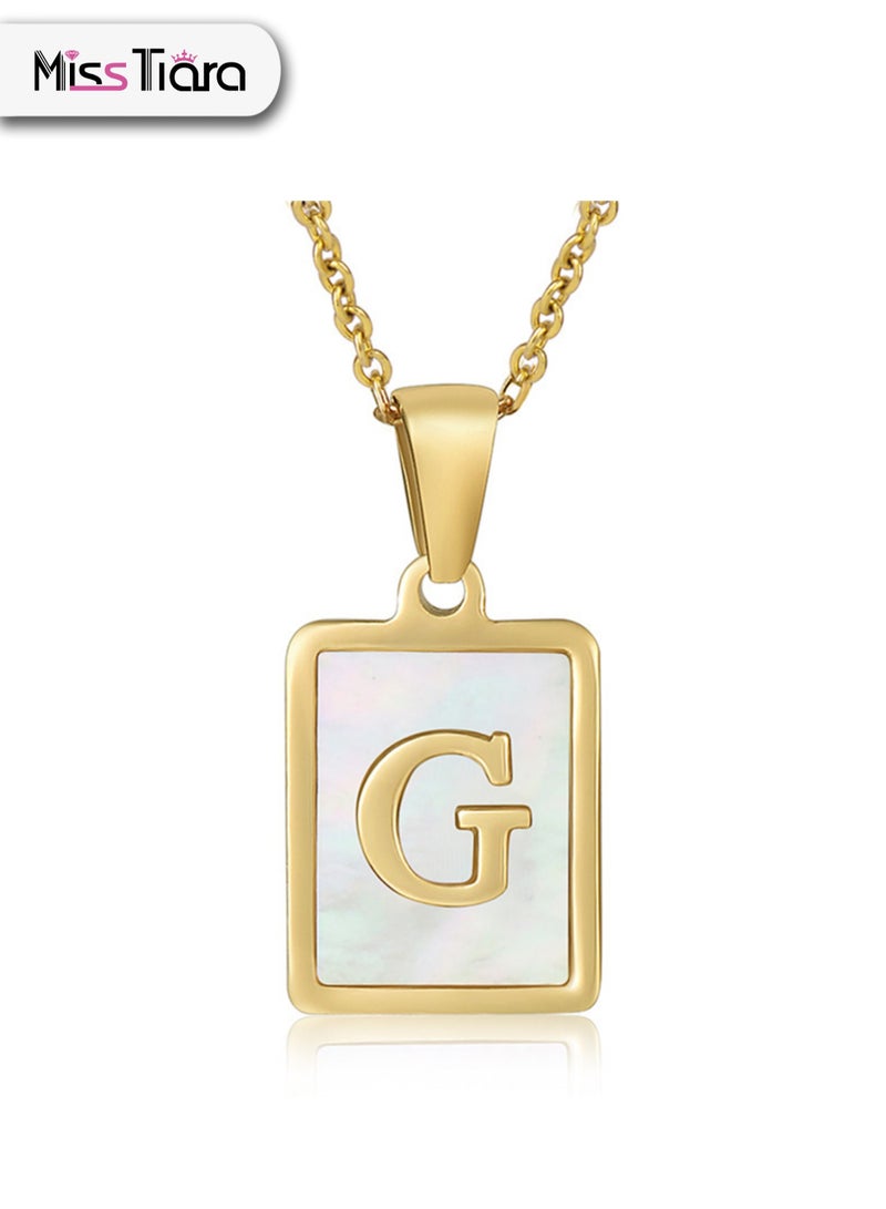 MissTiara Capital Letter A-Z Initial Chain Necklace For Girls Women Stainless Steel Square Charm A-Z Alphabet Pendant Necklace Good idea for birthday gifts graduation commemorations or classmate gifts - Image 1