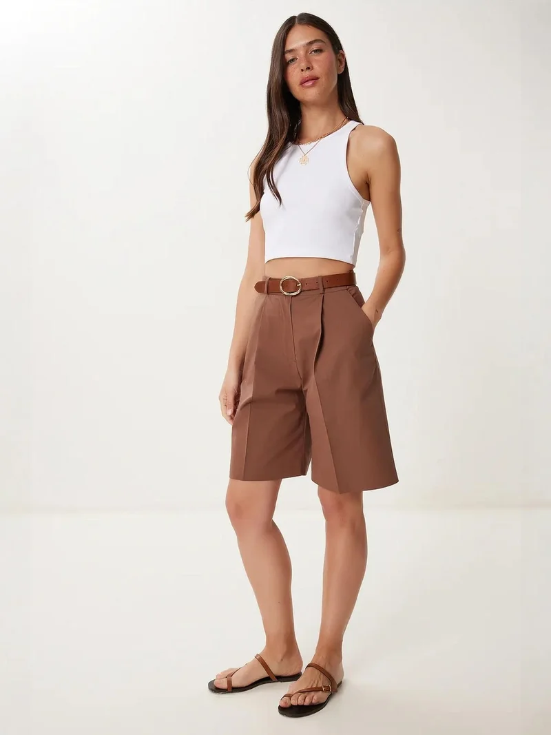 السعادة في إسطنبول ISTANBUL Belted woven tailored shorts