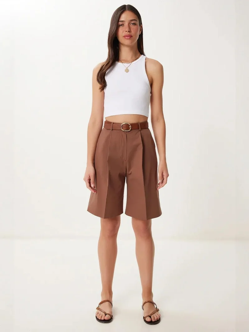 السعادة في إسطنبول ISTANBUL Belted woven tailored shorts