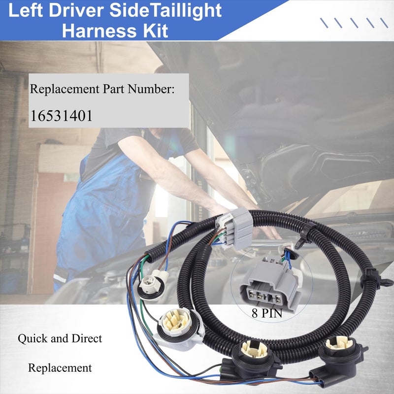 PANNUOSCS Tail Light Wiring Harness 16531401 Compatible with 2003-2007 Chevy Silverado 1500/2500/3500 Driver Side Tail Lamp Wire Socket Taillight Wiring Harness Kit Rear Left Harness Asm Tail Lamp Wiring - Image 5