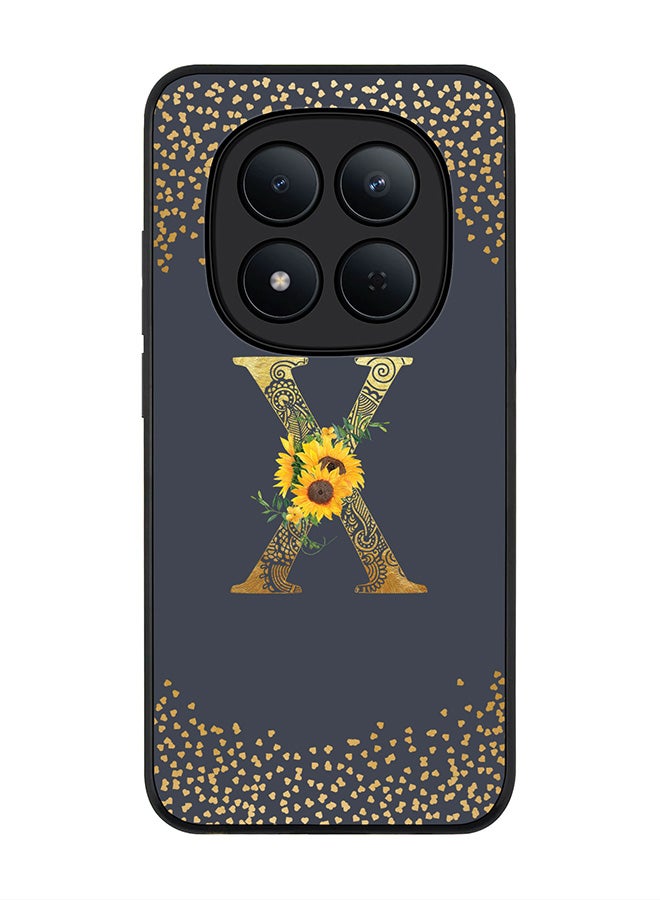 For Xiaomi Redmi Note 15 Pro 5G Case,Slim fit Camera Protection, Shockproof Thin Phone cover  - Custom Floral Monogram - X  (Grey )