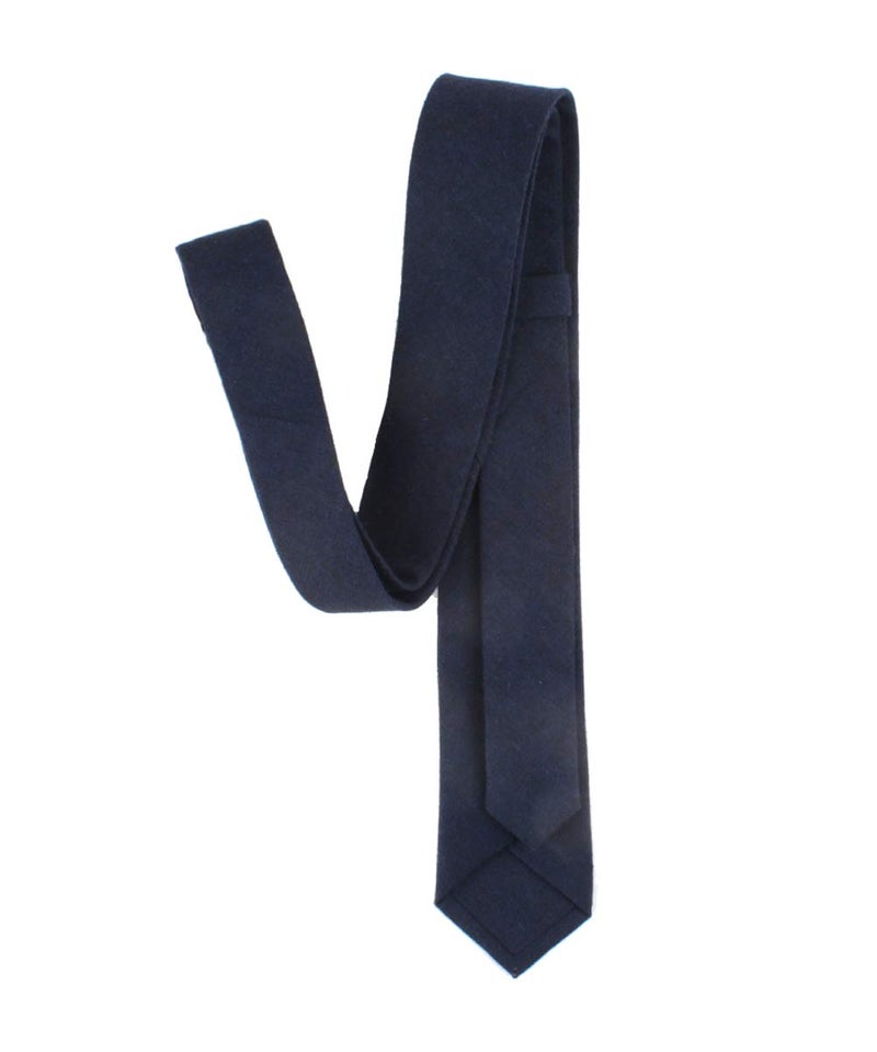 LEVAO Men's Cotton Skinny Necktie Solid Color Tie 210454-Navy Blue - Image 4