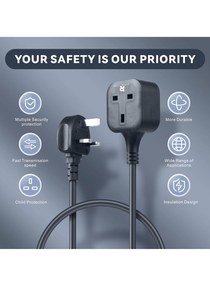 سلك تمديد بطول 5 متر مع قابس 3 دبابيس في المملكة المتحدة وشريط طاقة قوي ومقاوم للحريق للمنزل والمكتب (5 متر) - Image 2