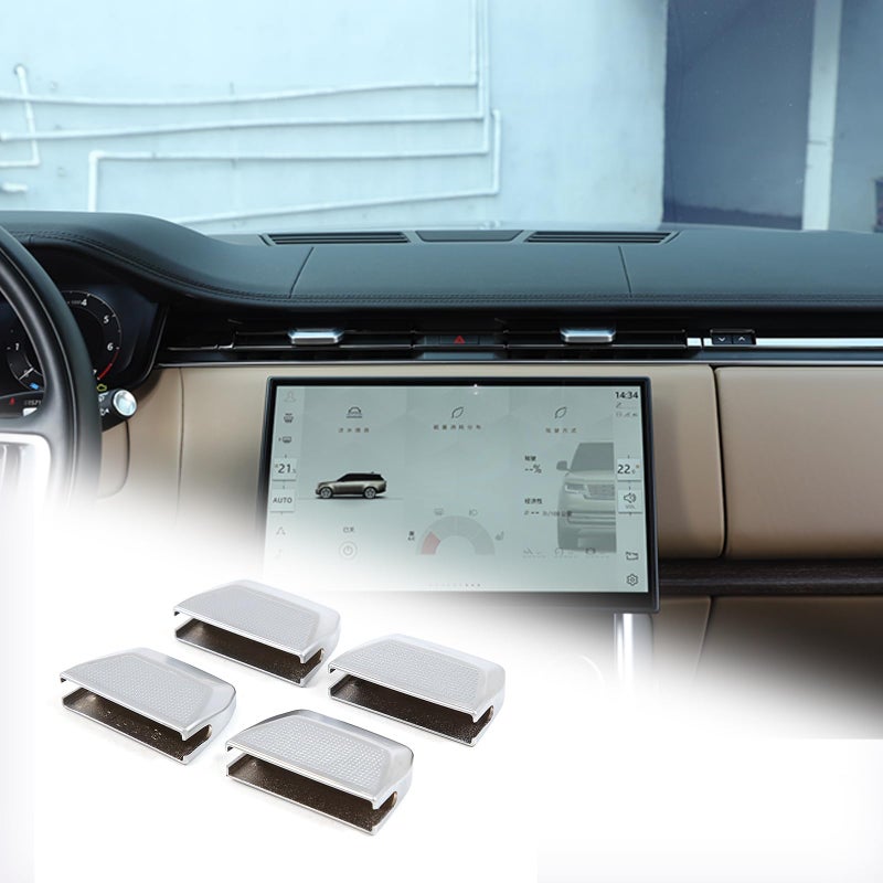 Heutamo Air Conditioning Outlet Adjustment Trim Compatible with Land Rover Range Rover SportVogue 2023 2024Chrome Central Control Air Vent Cover Trim Accessories 4PCS