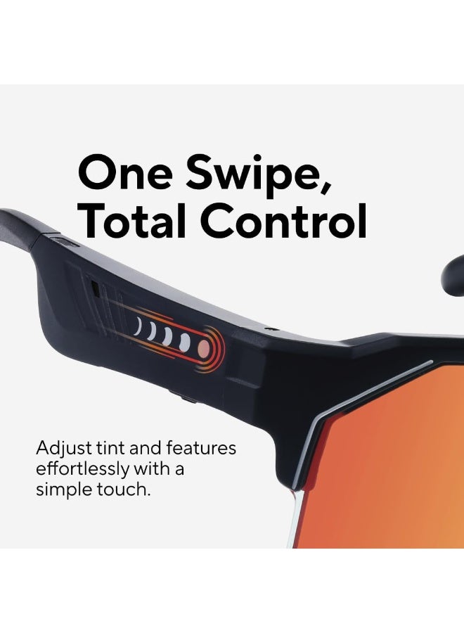 Chamelo Music Shield Smart Audio Sunglasses – Matte Black Frame, Lenses | Open-Ear Bluetooth Glasses for Men & Women with Electronic Tint Control, IPX4 Waterproof, Sports Eyewear, 100% UV Protection - Image 3