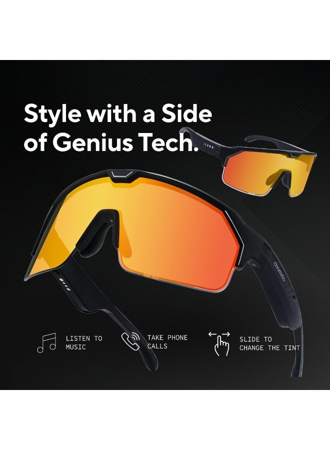Chamelo Music Shield Smart Audio Sunglasses – Matte Black Frame, Lenses | Open-Ear Bluetooth Glasses for Men & Women with Electronic Tint Control, IPX4 Waterproof, Sports Eyewear, 100% UV Protection - Image 5