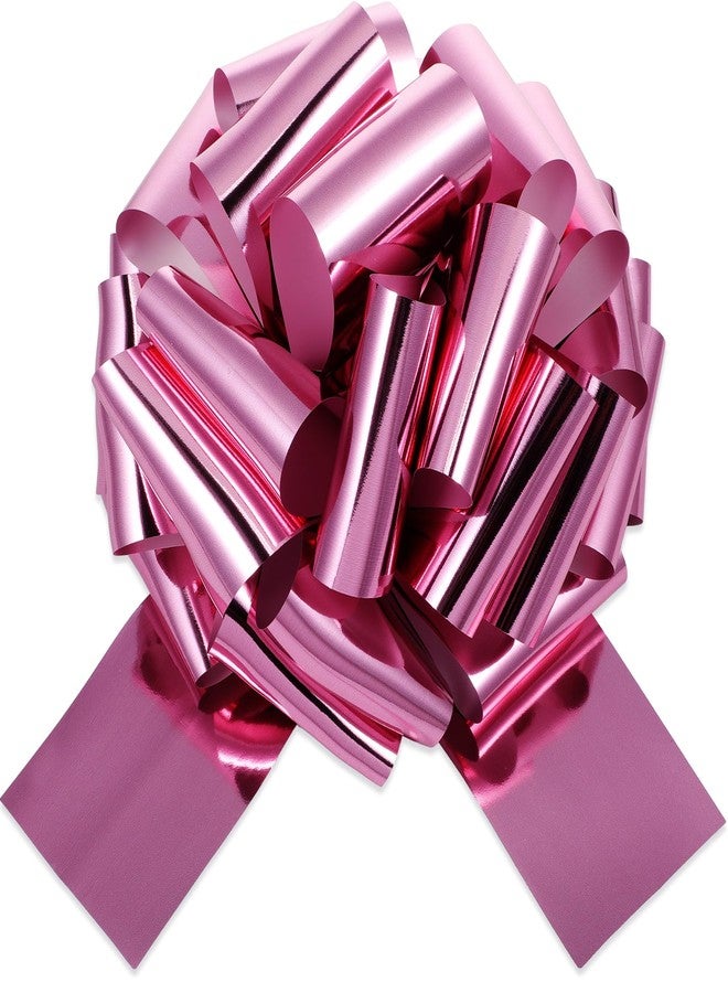 Wiwiqing 12" Pink Bow Metallic Pink Pull Bow Jumbo Ribbon Decoration for Gifts, Cars, Parties, Weddings & Anniversaries Big Ribbon for Boxes, Flower Arrangements, Anniversary & Event Decor - Image 1