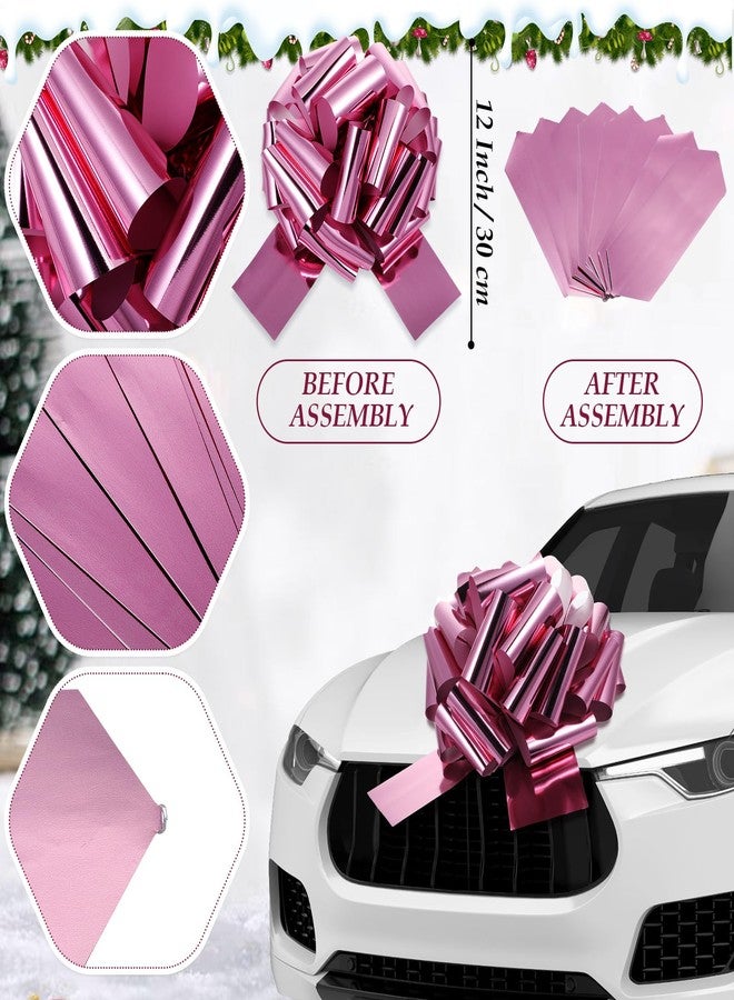 Wiwiqing 12" Pink Bow Metallic Pink Pull Bow Jumbo Ribbon Decoration for Gifts, Cars, Parties, Weddings & Anniversaries Big Ribbon for Boxes, Flower Arrangements, Anniversary & Event Decor - Image 3
