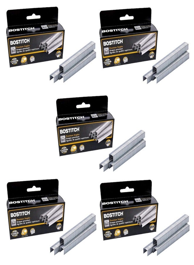 Bostitch B8 PowerCrown Staples, 0.375 Inch Leg, 45 Sheet Capacity, 5,000 Per Box (STCR21153/8) (5) - Image 1