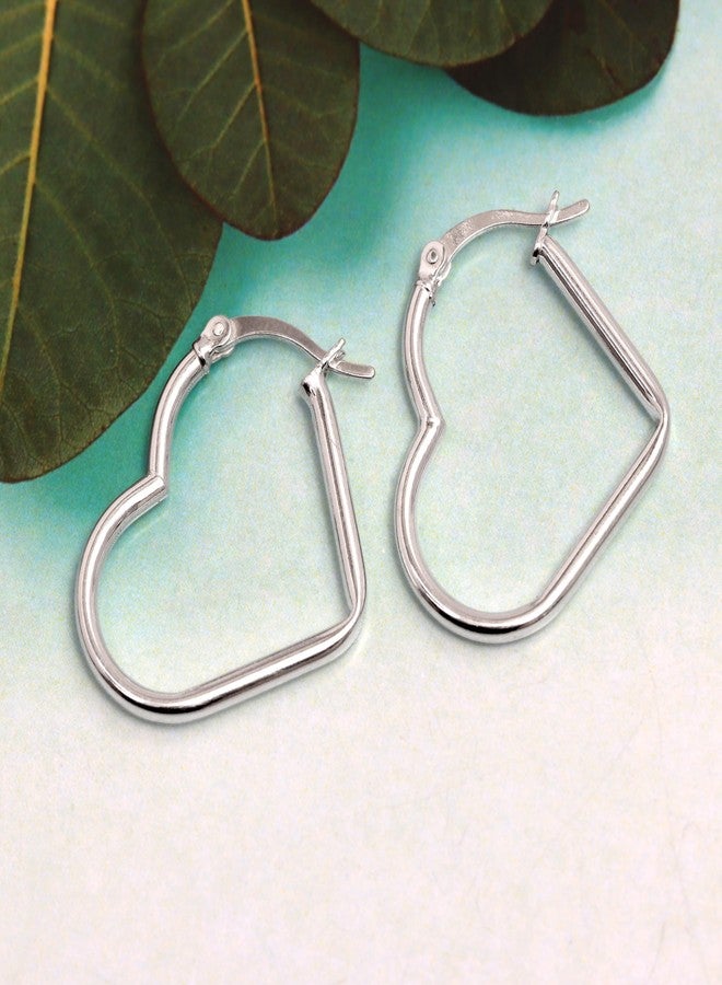 LeCalla 925 Sterling Silver BIS Hallmarked Heart Shape Love Theme Small Hoop Earrings for Teen Women - Image 5