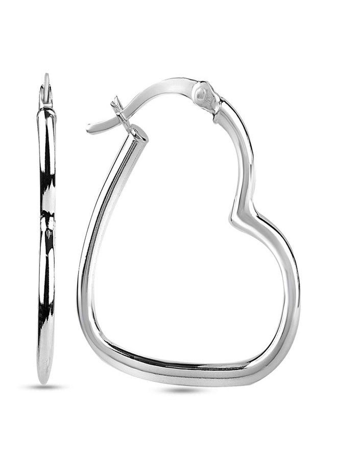 LeCalla 925 Sterling Silver BIS Hallmarked Heart Shape Love Theme Small Hoop Earrings for Teen Women - Image 1