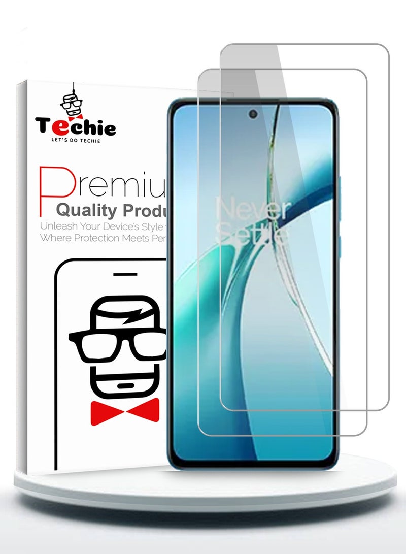 Techie عبوة 2 من حاجز الشاشة الزجاجي المقسى عالي الوضوح لهاتف OnePlus Nord CE4 5G 2024 - مضاد للانعكاس ومضاد للفوارق 9H صلابة 0.33 مم حواف مستديرة تركيب سهل - Image 1