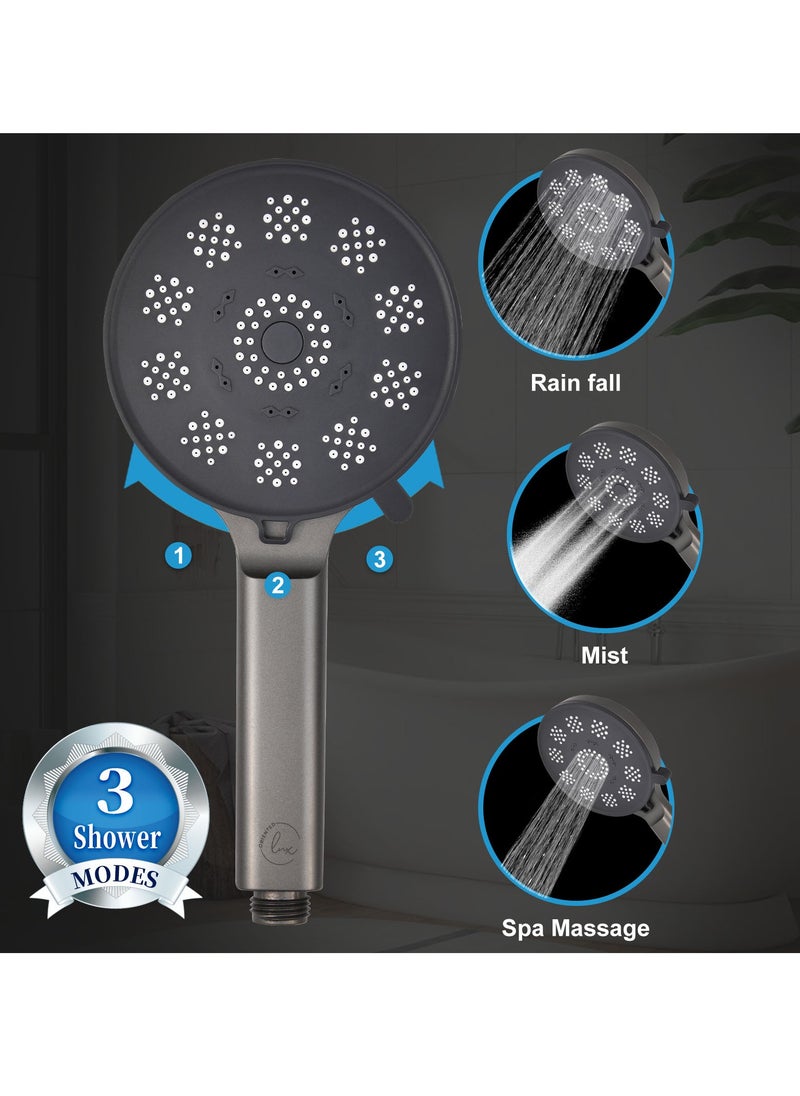 Luxoriented Luxoriented "12-Inch Gunmetal Rain Shower Head – 3 Modes (Rainfall, Mist, Jet), High Pressure Spa Experience, Eco-Friendly, Easy Fit for UAE Bathrooms"  - Image 2