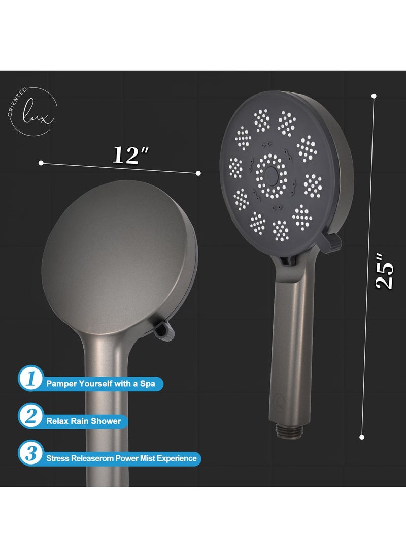 Luxoriented Luxoriented "12-Inch Gunmetal Rain Shower Head – 3 Modes (Rainfall, Mist, Jet), High Pressure Spa Experience, Eco-Friendly, Easy Fit for UAE Bathrooms"  - Image 4