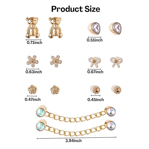 Flavizo 14pcs Bear Shoe Charms with Decorative Chain, Cute Accessories for Women and Girls Sandals, Stylish Buttons for Clog Decoration, Durable Resin and Metal Shoes Clips - Image 2