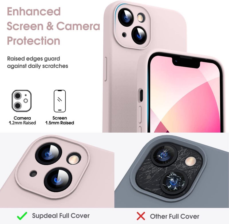 Mobistyle Designed for iPhone 13 Cover Soft Liquid Silicone Slim Protective Shockproof with Anti-Scratch Microfiber Lining Phone Back Cover Case (Pink) - Image 2