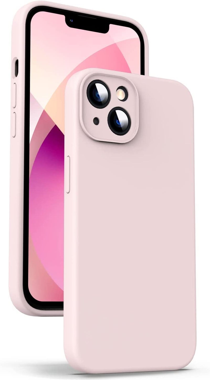 Mobistyle Designed for iPhone 13 Cover Soft Liquid Silicone Slim Protective Shockproof with Anti-Scratch Microfiber Lining Phone Back Cover Case (Pink) - Image 1