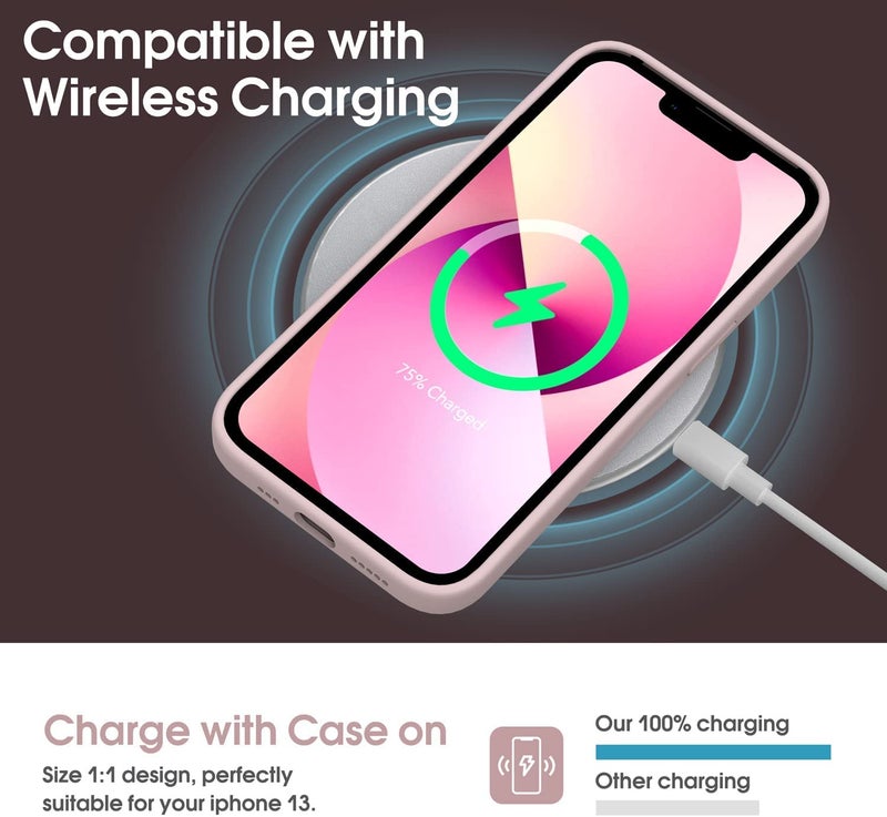 Mobistyle Designed for iPhone 13 Cover Soft Liquid Silicone Slim Protective Shockproof with Anti-Scratch Microfiber Lining Phone Back Cover Case (Pink) - Image 3