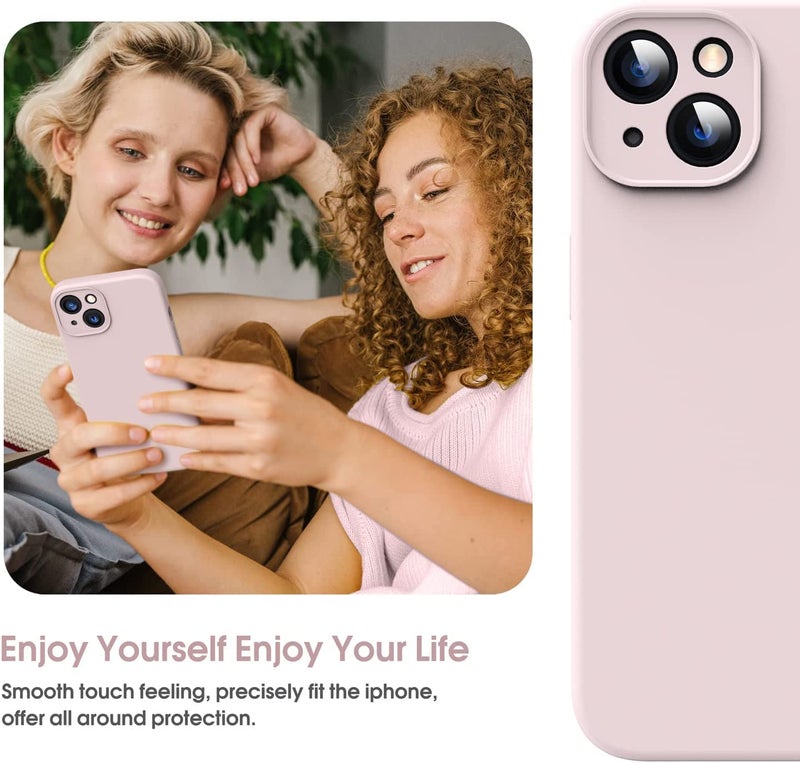 Mobistyle Designed for iPhone 13 Cover Soft Liquid Silicone Slim Protective Shockproof with Anti-Scratch Microfiber Lining Phone Back Cover Case (Pink) - Image 5