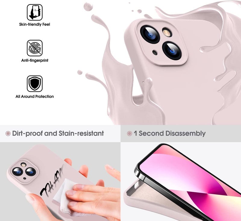 Mobistyle Designed for iPhone 13 Cover Soft Liquid Silicone Slim Protective Shockproof with Anti-Scratch Microfiber Lining Phone Back Cover Case (Pink) - Image 4
