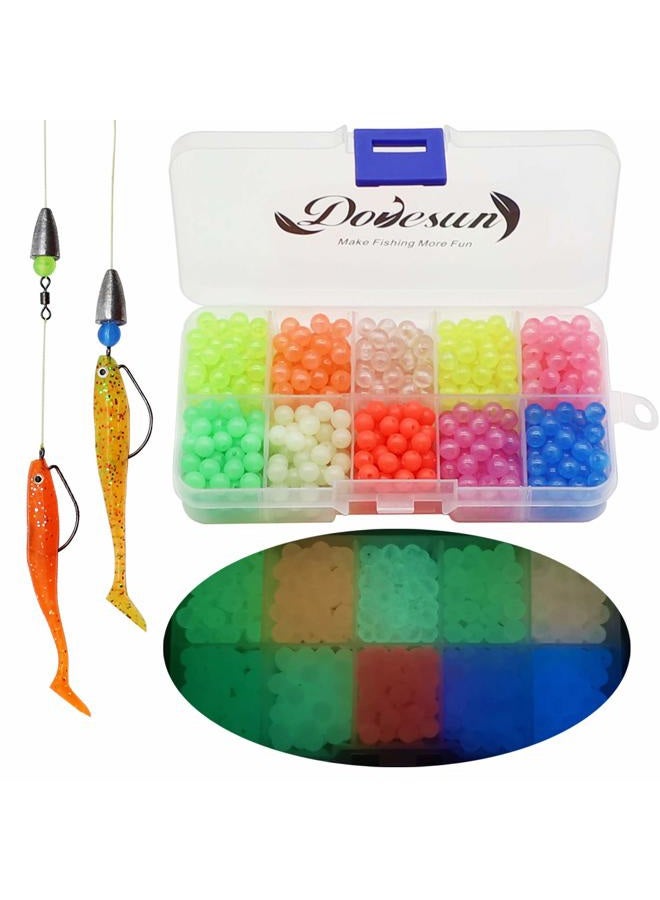 Dovesun Fishing Beads Assorted Beads Fishing Bait Eggs 10 Colors A-Glow in Dark 0.24in(600pcs) - Image 1
