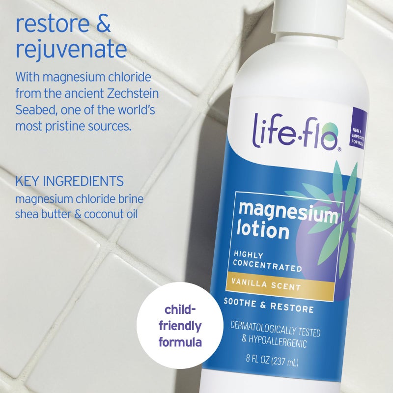 LIFE-FLO Magnesium Lotion, Vanilla Scent - New, Improved Body Lotion w/Magnesium Chloride from The Zechstein Seabed - Soothes Muscles, Joints When Massaged into Skin - Great for Adults and Kids - 8oz - Image 2