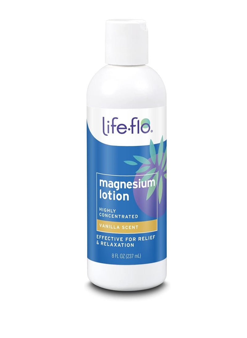 Life-flo Life-flo Magnesium Lotion, Vanilla Scent - Relief and Relaxation with Magnesium Chloride from The Zechstein Seabed - Dermatologist Tested, Hypoallergenic, 60-Day Guarantee, Not Tested on Animals, 8oz  - Image 1
