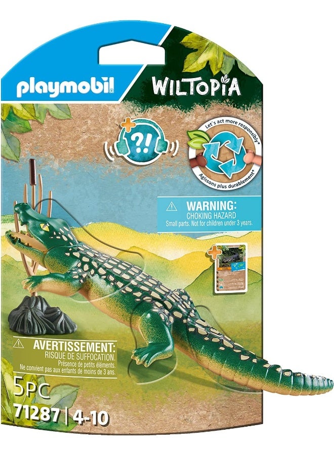بلاي موبيل بلايموبيل ويلتوبيا التمساح – مجموعة لعب مع شخصيات، تمساح، إكسسوارات موطن وعناصر إبداعية للعب تخيلي مع الحيوانات البرية | موديل 71287 | لعبة إبداعية للأطفال من عمر 4 سنوات فأكثر - Image 1