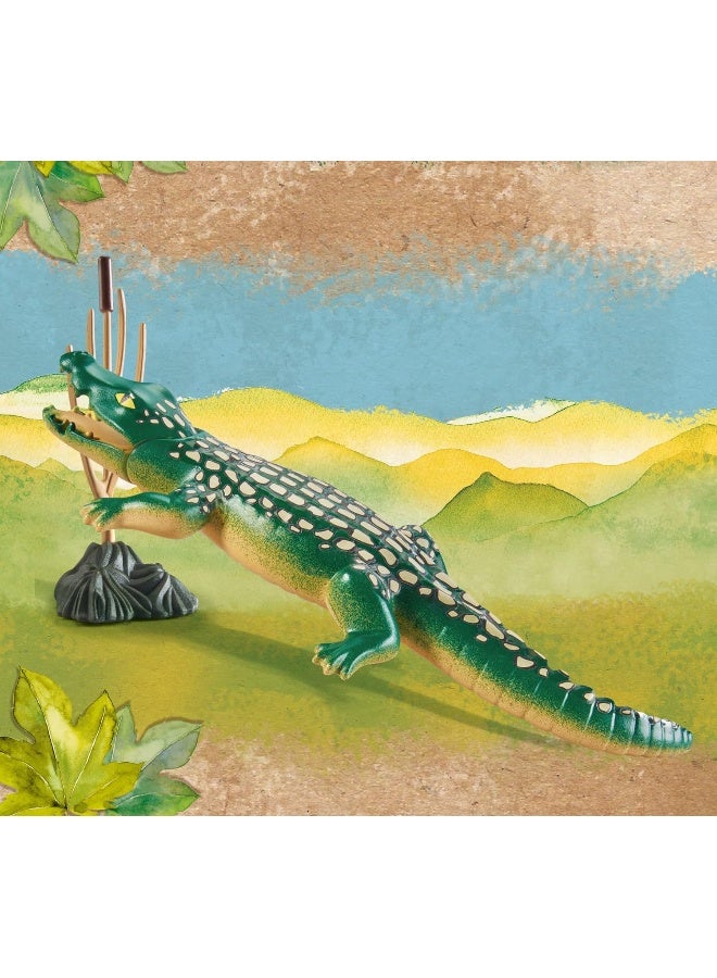 بلاي موبيل بلايموبيل ويلتوبيا التمساح – مجموعة لعب مع شخصيات، تمساح، إكسسوارات موطن وعناصر إبداعية للعب تخيلي مع الحيوانات البرية | موديل 71287 | لعبة إبداعية للأطفال من عمر 4 سنوات فأكثر - Image 2