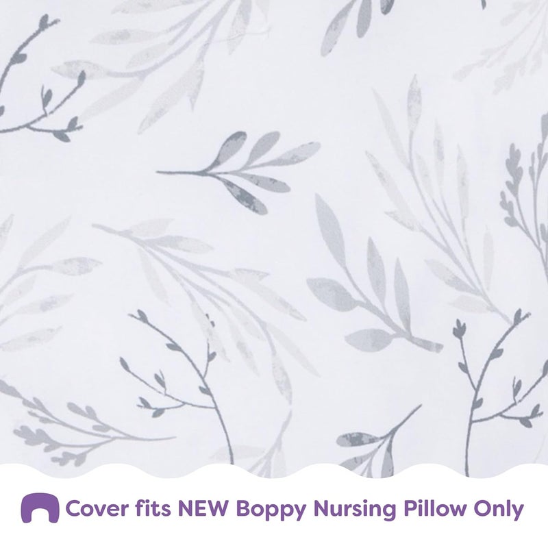 Boppy Nursing Pillow Cover  Soft Hypoallergenic Washable Microfiber Bottle  Breastfeeding Pillow Covers Redesigned Feeding Pillow Sold Separately  Gray Gentle Leaves - Image 4
