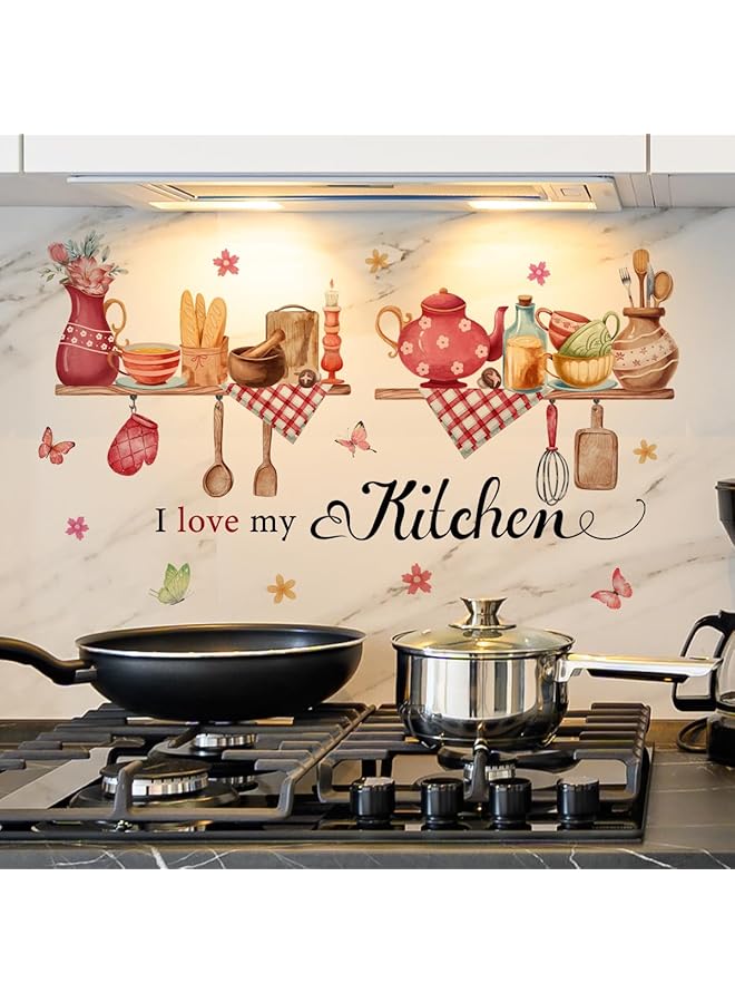 إيروريكس أنا أحب مطبخي ملصق حائط مكتوب عليه عبارات الطعام، ملصقات حائط للمطبخ وغرفة الطعام والمطعم - Image 2