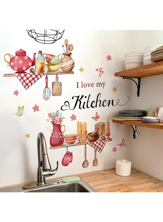 إيروريكس أنا أحب مطبخي ملصق حائط مكتوب عليه عبارات الطعام، ملصقات حائط للمطبخ وغرفة الطعام والمطعم - Image 3