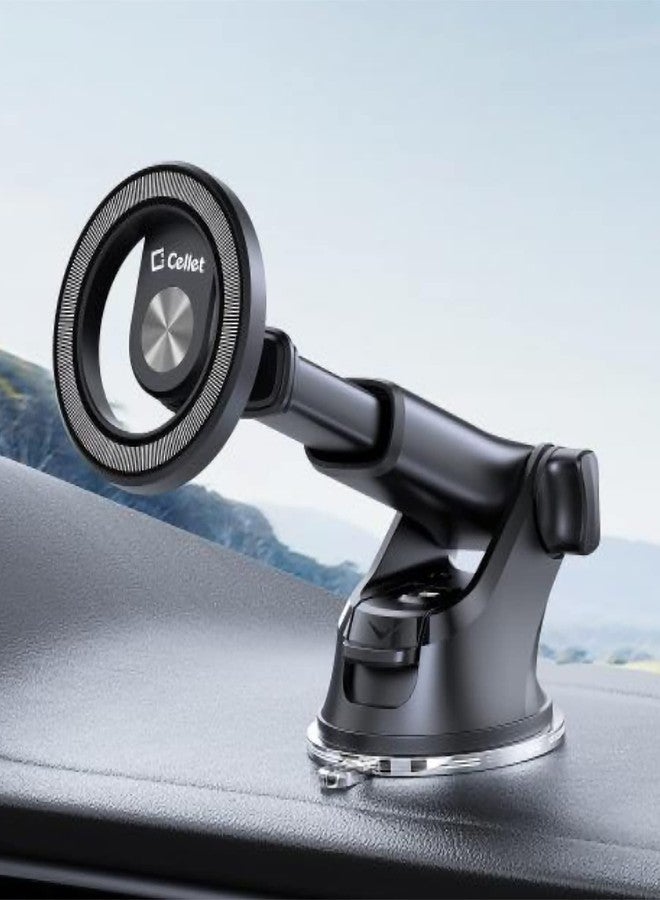 Cellet Magnetic Car Phone Mount with Strong N52 Magnets - 360° Rotation, Telescopic Arm, Reusable Suction Cup - Dashboard & Windshield Holder Compatible with Apple iPhone, Samsung, and More - Image 4
