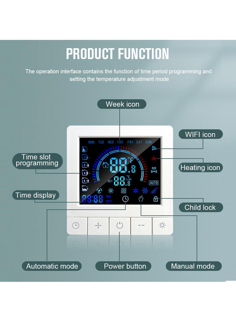 SYOSI Programmable Touchscreen Smart Floor Heating Thermostat - Living Room for Bedroom Dining Room for Temperature Control Equipment for Underfloor Heating (3A WiFi with Linkage) - Image 3