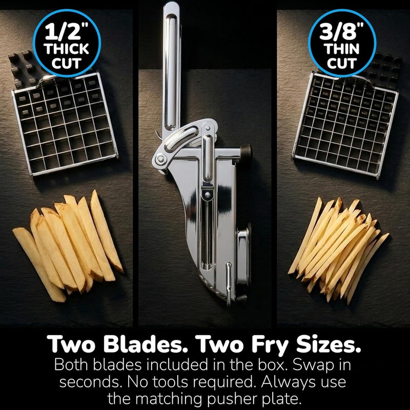 POP AirFry Mate, Commercial Grade Stainless Steel French Fry Cutter, Vegetable and Potato Slicer, 2 Blade Sizes, Non-Slip Suction Base, Perfect for Air Fryer (Not for Sweet Potatoes) - Image 5