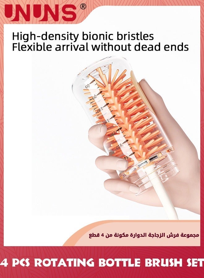 UNUNS Baby Bottle Cleaning Brush Set,360° Degrees Rotating Scrub Feeding Bottle,Silicone Bent Handle,Cleaning Tools For Washing Bottles,Sports Bottle,Vase,Glassware,Blue Green - Image 4