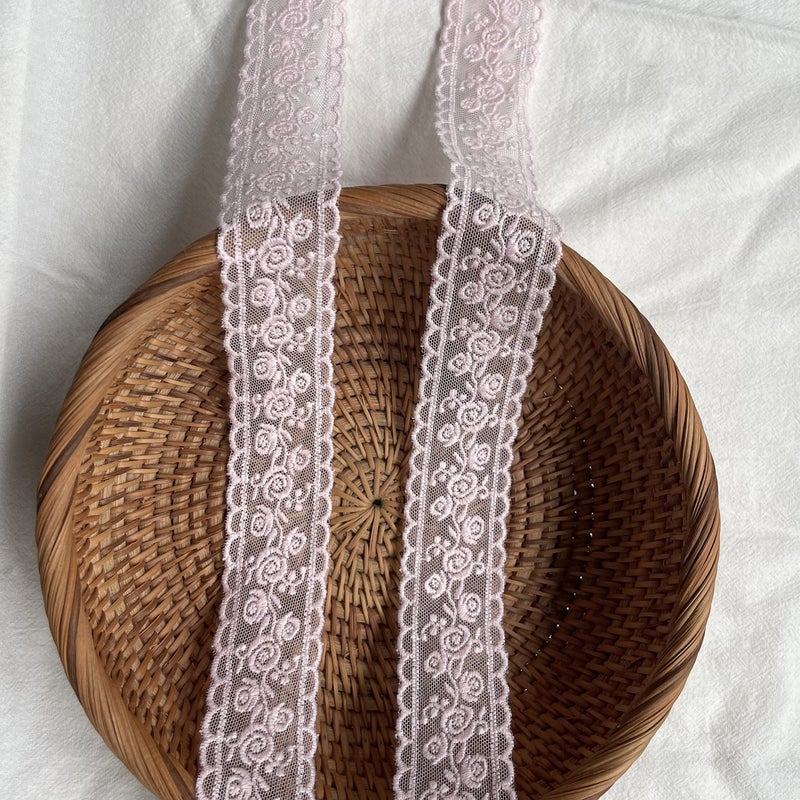 Sourcemall Lace Trim Ribbon, Delicate Pink Floral Ribbon for Wedding/Bridal Decoration, DIY Craft Sewing, Home Decoration, 5 Yards (Pink Flower) - Image 2