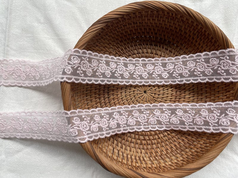 Sourcemall Lace Trim Ribbon, Delicate Pink Floral Ribbon for Wedding/Bridal Decoration, DIY Craft Sewing, Home Decoration, 5 Yards (Pink Flower) - Image 4