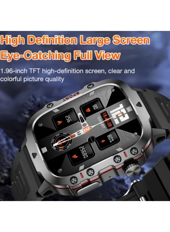 Aolon Tetra S2 Men’s Smartwatch with Wireless Calling & Notifications – 1.96” HD Display, IP68 Waterproof, Zinc Alloy Body - Image 2