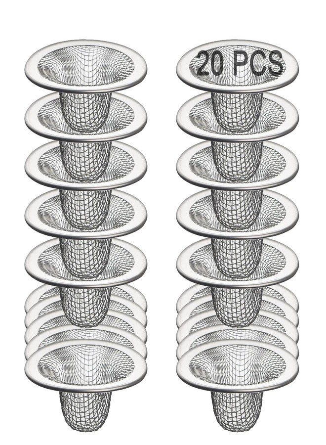 Beyoslf 20Pcs Small Drain Mesh Basket, 2.125'' Bathroom Sink Drain Strainer Screen Mesh Sink Strainer Hair Catcher Drain Filter Cover for Bathtub Lavatory RV Laundry Shower Floor Utility Sink Drain - Image 1