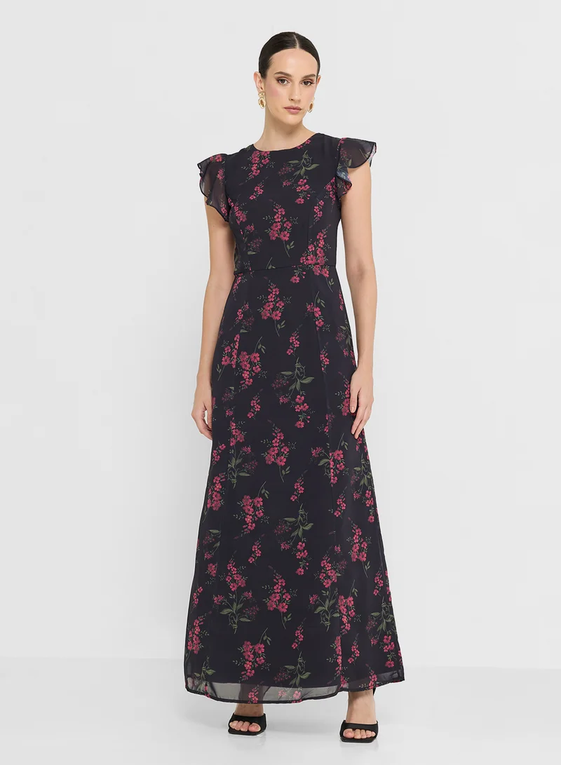 Anaya With Love Tie Back Flutter Sleeve Maxi Dress
