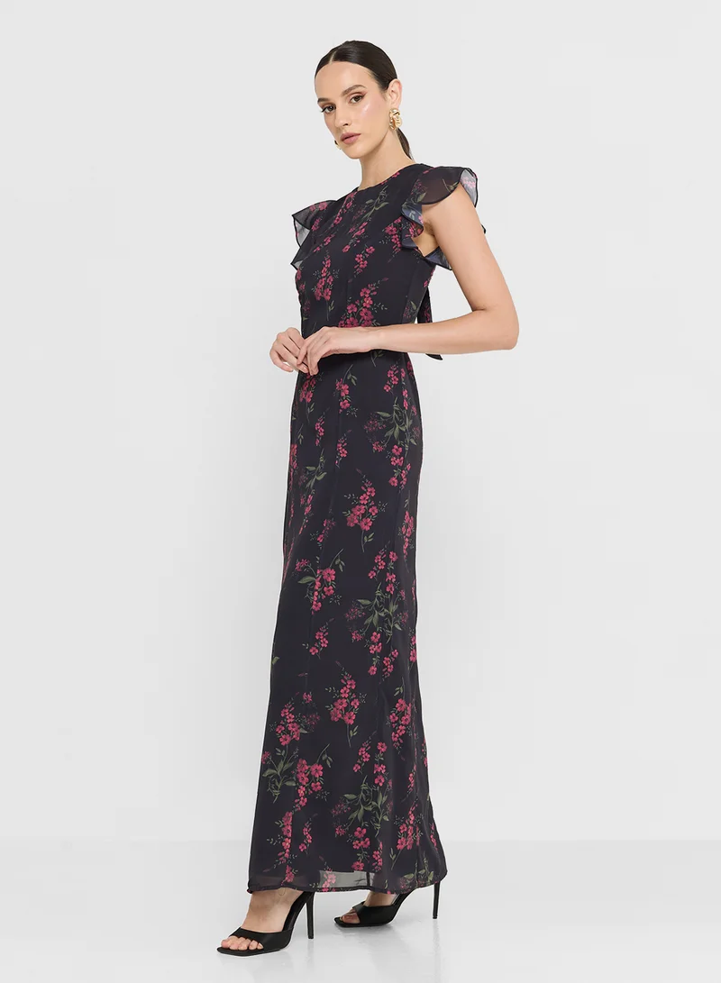 Anaya With Love Tie Back Flutter Sleeve Maxi Dress