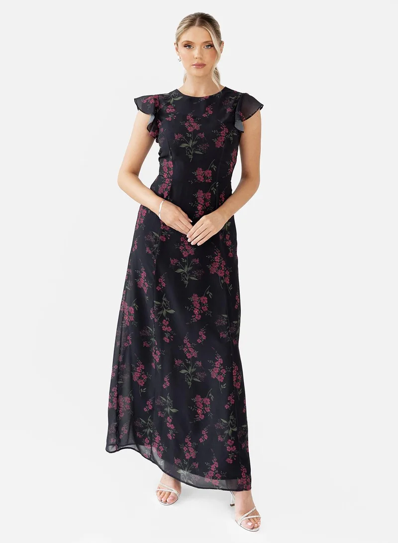 Anaya With Love Tie Back Flutter Sleeve Maxi Dress