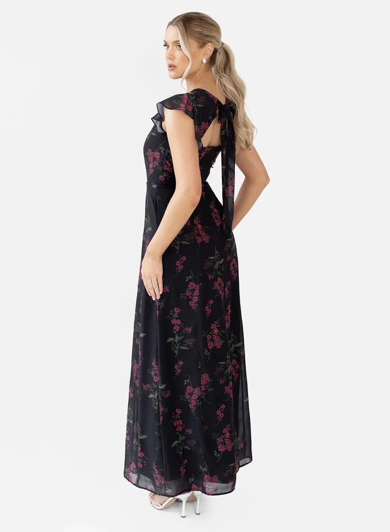 Anaya With Love Tie Back Flutter Sleeve Maxi Dress
